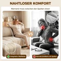 HOMCOM L-förmiges Ecksofa mit flexibler Chaiselongue, 3-Sitzer-Couch mit 2 Kissen, Metallrahmen, für Wohnzimmer, Beige(m-5)