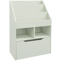 HOMCOM Estantería Infantil de Madera con 3 Compartimentos 2 Cubos y Cajón Móvil con 4 Ruedas 60x29,9x90 cm Verde(m-1)