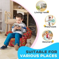 AIYAPLAY Kids Armchair with Dinosaur Design, Wooden Frame, for Bedroom, Playroom, Kids Room - Red(m-6)