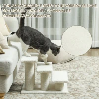 PawHut Scaletta per Cani e Gatti a 3 Gradini con Rivestimento in Peluche, 45x35x34 cm, Beige(m-4)