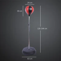 HOMCOM Punching Bag with Stand, 126-144 cm Height Adjustable Boxing Set Free Standing Speed Bag with Gloves and Air Pump for Teenagers Home Gym Workout(m-3)
