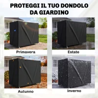 Outsunny Copertura per Dondolo da Giardino 3 Posti Impermeabile e Anti UV, 220x125x172 cm, Nero(m-3)