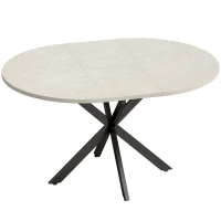 HOMCOM Uitschuifbare eettafel voor 4-6 personen, keukentafel in industriële look met stalen spinpoot, grijs(m-1)
