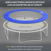 HOMCOM Cubierta de Protección Acolchada Borde de Seguridad para Trampolines Cama Elástica con Diámetro Ø305 cm Sin Agujeros para Poste Azul(m-5)
