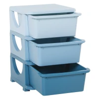 HOMCOM Cassettiera 6 Cassetti per Bambini 3-6 Anni con Bordi Arrotondati, Mobile Portagiochi in PP, 37x37x56.5cm, Blu(m-11)