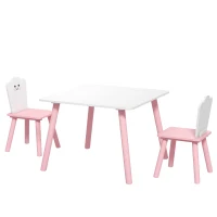 AIYAPLAY Table enfant avec chaise, ensemble table et 2 chaises en bois pour dessiner, jouer, étudier, rose(m-18)