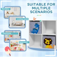 ZONEKIZ Kids Toy Box with Two Non-Woven Fabric Drawers, 61.8 x 29.9 x 61.8cm - White(m-8)