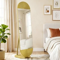 HOMCOM 50 x 161 cm Wavy Full Length Mirror, Free Standing Mirror with Metal Frame and Solid Base, Gold Tone(m-10)