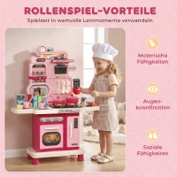 AIYAPLAY Kinderküche Kinder 33-teilig Spielküche Zubehör mit Licht, Sound, Stauraum, Spielspüle, Herd und Backofe 3-6 Jahren(m-6)