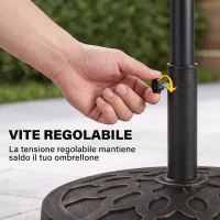 Outsunny Base per Ombrellone Rotondo per Pali da Ø38 e Ø48 mm, in Resina e Acciaio, Ø45 cm, Bronzo(m-6)