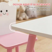 AIYAPLAY Table enfant avec chaise, ensemble table et 2 chaises en bois pour dessiner, jouer, étudier, rose(m-6)