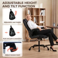 HOMCOM Linen-Look Computer Desk Chair, Executive Office Chair with Flip-Up Armrests and Thick Cushion, Black(m-6)