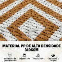 Outsunny Tapete de Exterior Reversível de Plástico Impermeável para para Varanda Pátio Campismo Praia 182x274cm Marrom e Branco(m-4)
