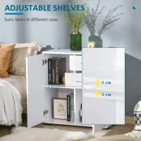HOMCOM Sideboard, Modern Storage Cabinet with 2 Drawers, 2 Doors and Adjustable Shelf, Kitchen Cabinet for Living Room, Dining Room, High Gloss White(m-6)