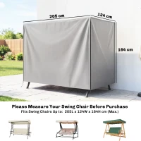 Outsunny 205 x 124cm Three-Seater Swing Chair Protective Cover Grey(m-3)