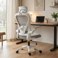 HOMCOM Cadeira de Escritório Giratória com Altura Ajustável Apoio para a Cabeça e Suporte Lombar Ajustáveis 58x63x115-125 cm Cinza(m-4)