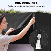 Outsunny Copertura per Dondolo da Giardino 3 Posti Impermeabile e Anti UV, 220x125x172 cm, Nero(m-6)