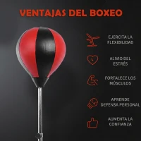 HOMCOM Saco de Boxeo de Pie Punching Ball con Altura Ajustable de 4 Niveles en 126-144 cm Base Rellenable de Agua o Arena Guantes y Inflador para Adolescentes Rojo y Negro(m-4)