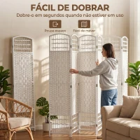 HOMCOM Biombo Separador de Ambientes de 6 Painéis Dobrável em Corda de Papel 160x170 cm Decoração para Quarto Branco(m-4)