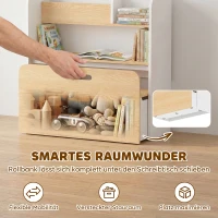 AIYAPLAY Kindertisch mit Sitzbank 5-in-1 Kindersitzgruppe mit Bücherregal, rollbar Kindertruhenbank mit Aufbewahrungsbox für 3-8(m-5)