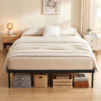HOMCOM 4ft6 Double Bed Frame with Underbed Storage, Metal Platform Bed Frame with Steel Slat Support, No Box Spring Needed(m-8)