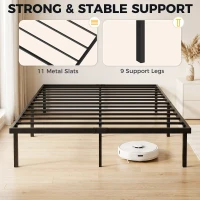 HOMCOM 4ft6 Double Bed Frame with Underbed Storage, Metal Platform Bed Frame with Steel Slat Support, No Box Spring Needed(m-4)