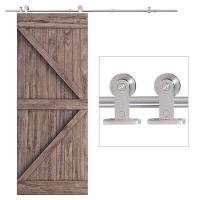 HOMCOM Kit Montaggio per Porta Scorrevole Singola da 2000mm con Binario e Accessori in Acciaio Inox per Pareti di Cemento o Legno(m-7)