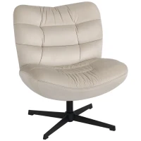 HOMCOM Fauteuil de salon pivotant, chaise rembourrée en chenille sans accoudoirs, assise et dossier larges, 70x80x82cm, crème(m-11)