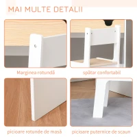 HOMCOM Set Birou și Scaun pentru Copii cu Sertar și Raft, Margini Rotunjite, Vârsta 6-10 Ani, Alb și Lemn(m-7)