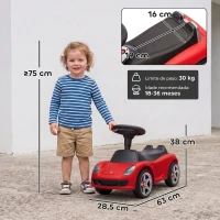 AIYAPLAY Carro sem Pedais para Crianças 18-36 Meses com Licença Porsche, 2 Faróis, Buzina e Som de Arranque, 63x28,5x38 cm, Vermelho(m-3)