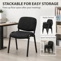 HOMCOM Meeting Chair, Stackable Ergonomic Office Chair with Padded Seat, Curved Backrest for Conference Room, Black(m-5)