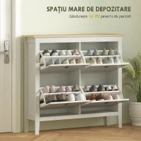 HOMCOM Pantofar Slim cu 4 Sertare pentru 20 Perechi de Pantofi, Mărime EU44 și Separatoare Reglabile, 105x24x95,5 cm, Alb(m-4)