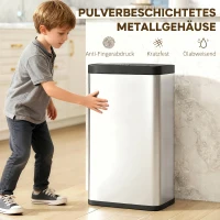 HOMCOM Sensor-Mülleimer, 45L Küchenmülleimer mit Soft-Close-Deckel, Bewegungssensor für Küche, Schlafzimmer, Büro, Silber(m-6)