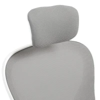HOMCOM Cadeira de Escritório Giratória com Altura Ajustável Apoio para a Cabeça e Suporte Lombar Ajustáveis 58x63x115-125 cm Cinza(m-7)