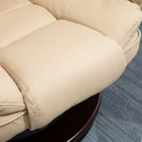 HOMCOM Fauteuil relax inclinable 135° grand confort pivotant 360° avec repose-pieds revêtement PU beige(m-9)
