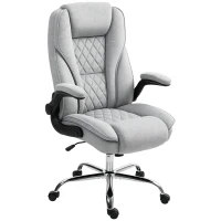 HOMCOM Fauteuil de bureau, chaise bureau ergonomique, hauteur réglable, accoudoirs relevables, 70 x 70 x 114-122 cm, gris(m-12)