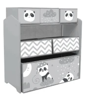 ZONEKIZ Estante para Brinquedos com 6 Caixas de Tecido não Tecido Amovíveis Organizador de Brinquedos 63x30x66 cm Cinza(m-1)