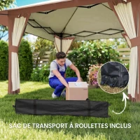 Outsunny Tonnelle pliante barnum parois en filet et protection UV50+ hauteur réglable et double toit sacs de lestage 4x4m beige(m-7)
