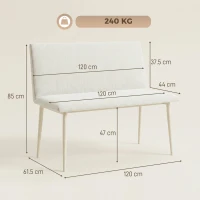 HOMCOM Scaun de sufragerie fără cotiere, material cu aspect de in, scaun de bucătărie cu spătar și picioare metalice, pentru living, Bej(m-3)