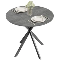 HOMCOM Masă rotundă de dining în stil industrial, cu picioare în cruce din oțel, Ø80 x 75 cm, gri(m-10)