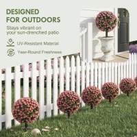 HOMCOM Artificial Rose Topiary UV Resistant, 2-Pack Fake Plants, 55 cm, Pink(m-4)