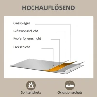 HOMCOM Wandspiegel, 40 x 60 cm, Dekorativer Hängespiegel, einfache Montage, inkl. Schrauben(m-6)