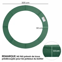 HOMCOM Coussin de protection pour trampoline de remplacement Ø 305 cm Coussin de sécurité de remplacement vert(m-3)