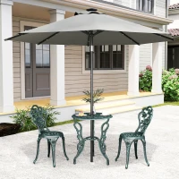 Outsunny Set 3 Pezzi Stile Vintage, Tavolo e 2 Sedie da Giardino in Alluminio, Colore Verde Antico, Decorazioni Floreali(m-7)