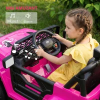 AIYAPLAY, mașină electrică 4x4 copii, telecomandă 2,4 GHz, 2 motoare 12 V, viteză reglabilă, muzică, lumini LED, negru(m-3)