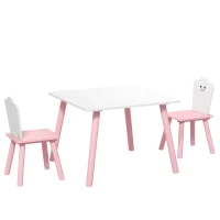 AIYAPLAY Table enfant avec chaise, ensemble table et 2 chaises en bois pour dessiner, jouer, étudier, rose(m-1)