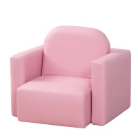 HOMCOM 2 In 1 Toddler Sofa Chair,  48 x 44 x 41 cm, for Game Relax Playroom, Pink(m-1)