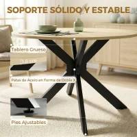 HOMCOM Mesa de Cocina Plegable Redonda para 2-6 Personas con Ala Abatible Marco de Acero Doble X Ø110x76 cm Natural(m-5)