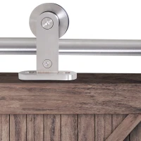 HOMCOM Wooden Sliding Door Kit Stainless Steel Smooth Operation Hardware Track Kit System Unit For Single Door 2000mm(m-8)