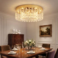 HOMCOM Crystal Chandeliers with 160 Crystal Pendants, 6-Light Ceiling Light for Living Room, Bedroom Dining Room, Gold Tone(m-9)